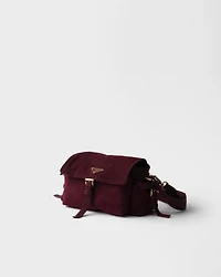 Prada Explore medium suede shoulder bag with flap