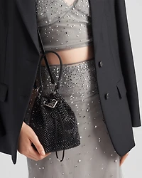 Mini satin bag with crystals