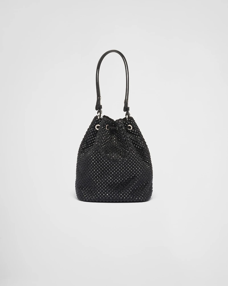 Mini satin bag with crystals