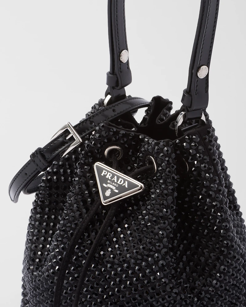 Mini satin bag with crystals