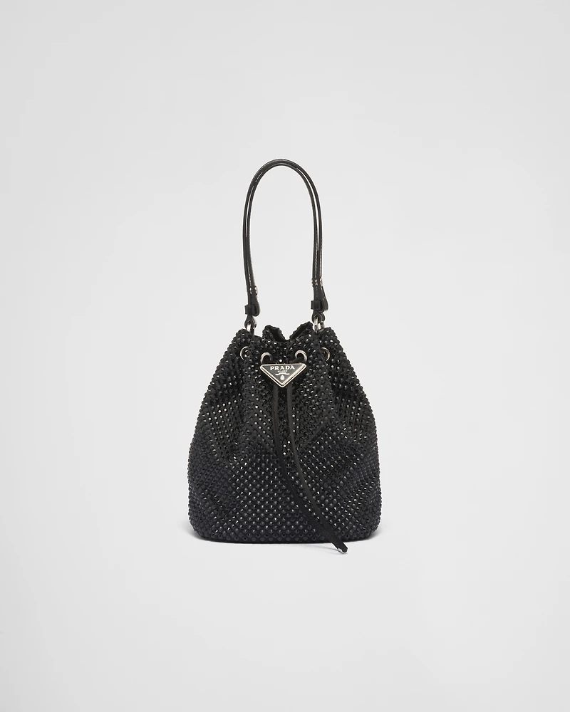 Mini satin bag with crystals