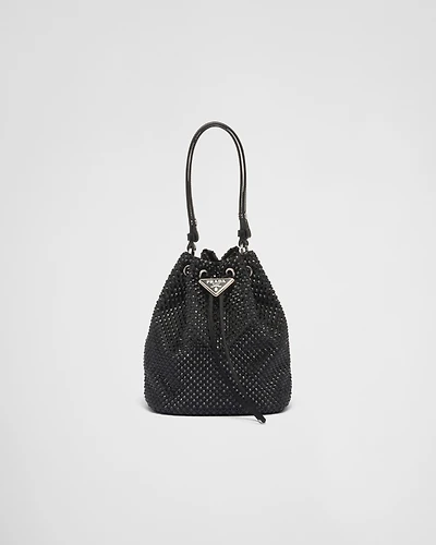 Mini satin bag with crystals