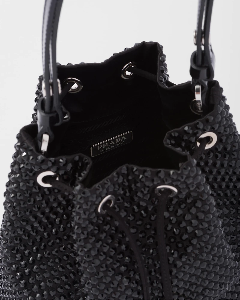 Mini satin bag with crystals
