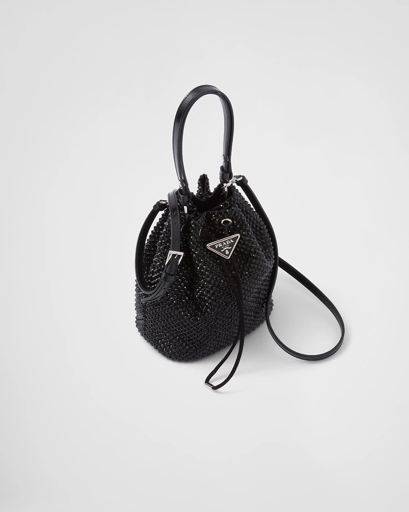 Mini satin bag with crystals