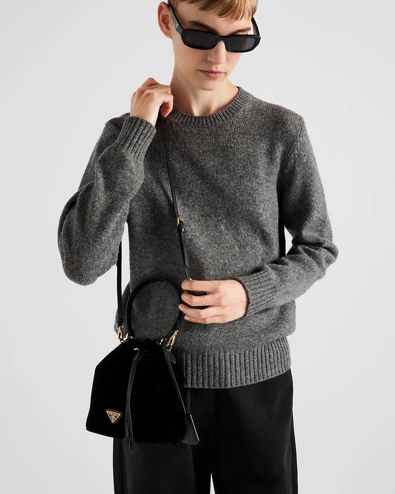 Mini velvet bag with nappa leather details