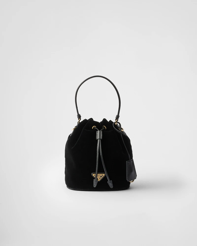 Mini velvet bag with nappa leather details