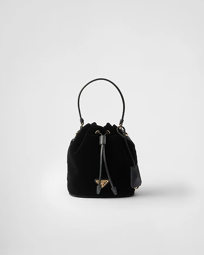 Mini velvet bag with nappa leather details