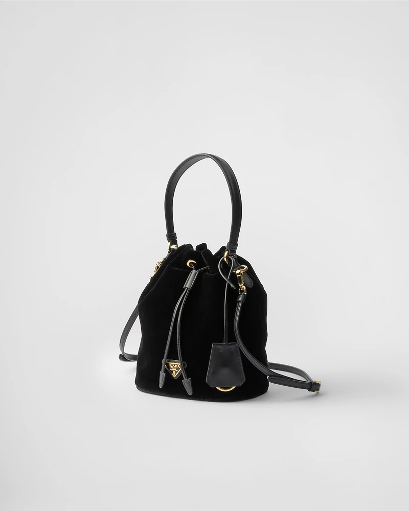 Mini velvet bag with nappa leather details
