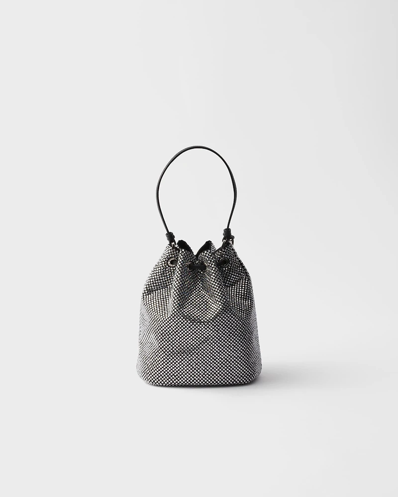 Mini crystal-studded satin bag