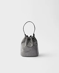 Mini crystal-studded satin bag