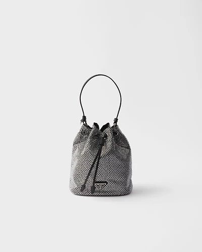 Mini crystal-studded satin bag