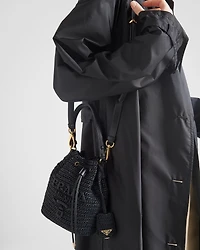 Mini crochet and leather bucket bag