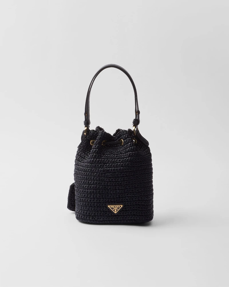 Mini crochet and leather bucket bag