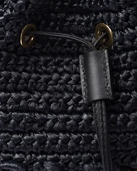 Mini crochet and leather bucket bag