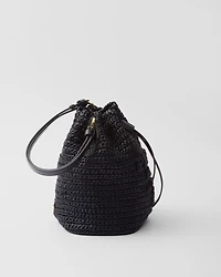 Mini crochet and leather bucket bag