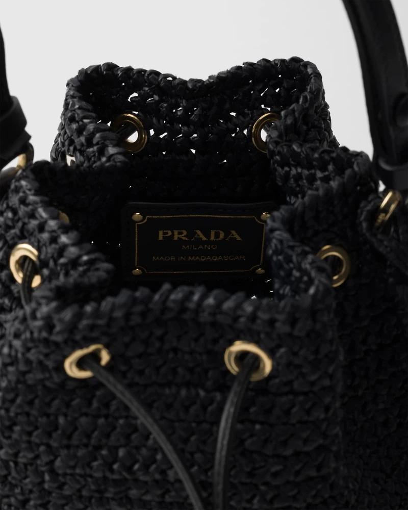 Mini crochet and leather bucket bag