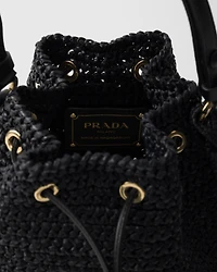 Mini crochet and leather bucket bag