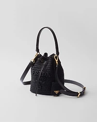 Mini crochet and leather bucket bag