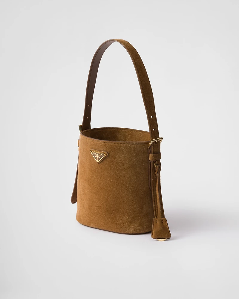Mini suede bucket bag