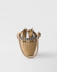 Mini wicker bucket bag