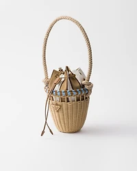 Mini wicker bucket bag