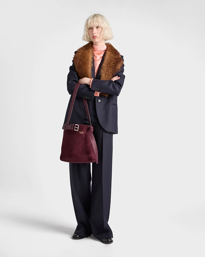 Prada Buckle belted suede bucket bag