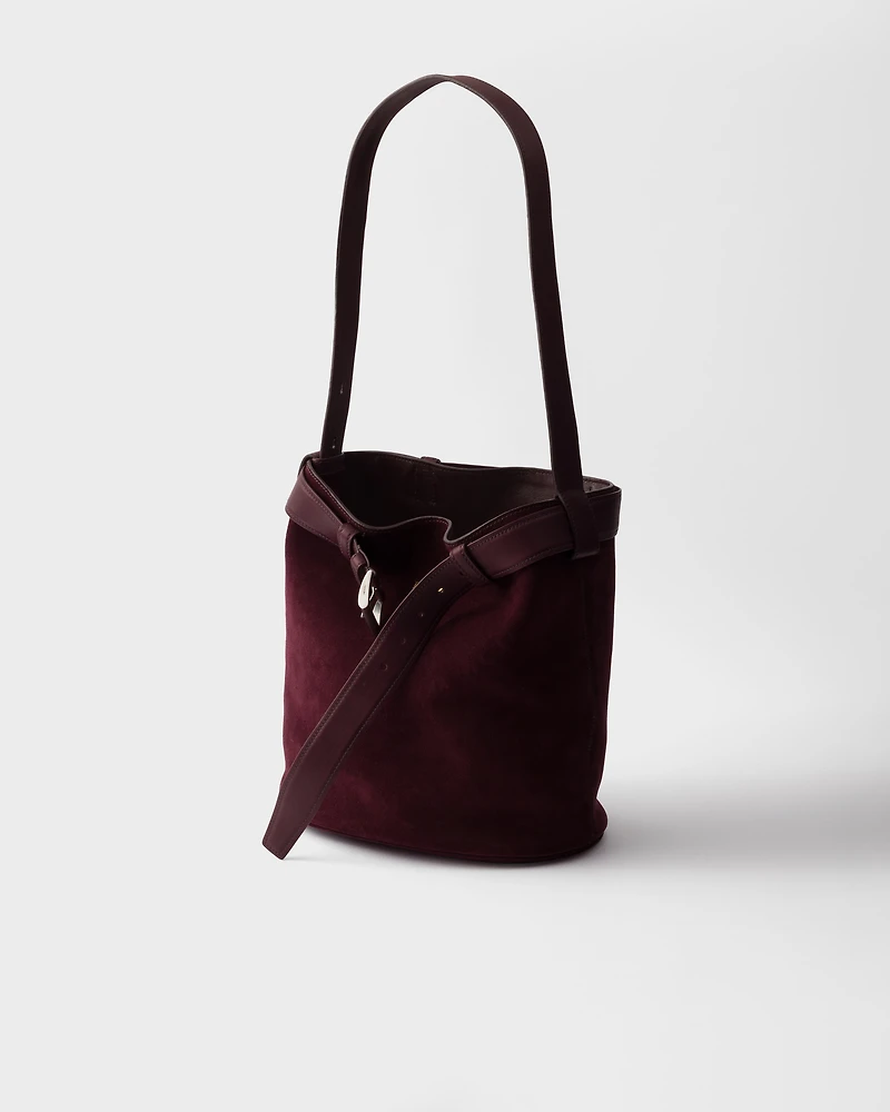 Prada Buckle belted suede bucket bag