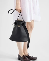 Prada Buckle leather bucket bag with belt