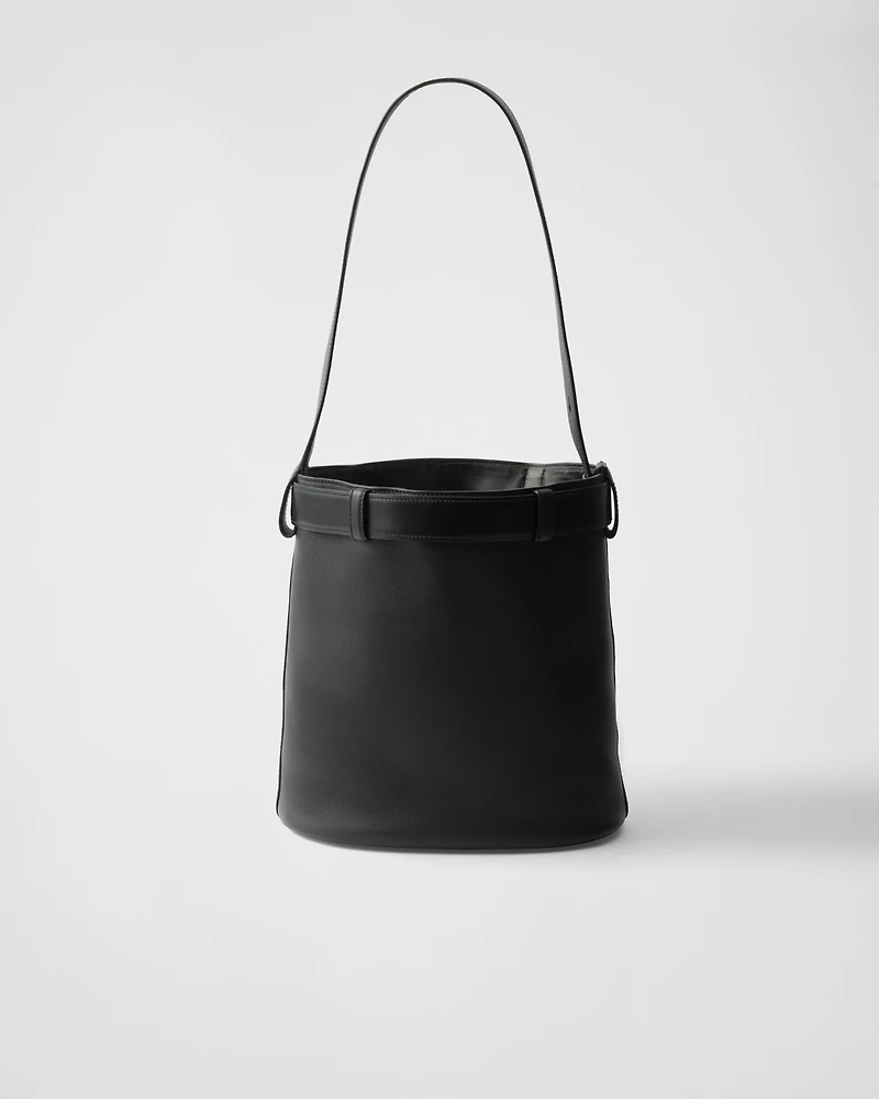 Prada Buckle leather bucket bag with belt