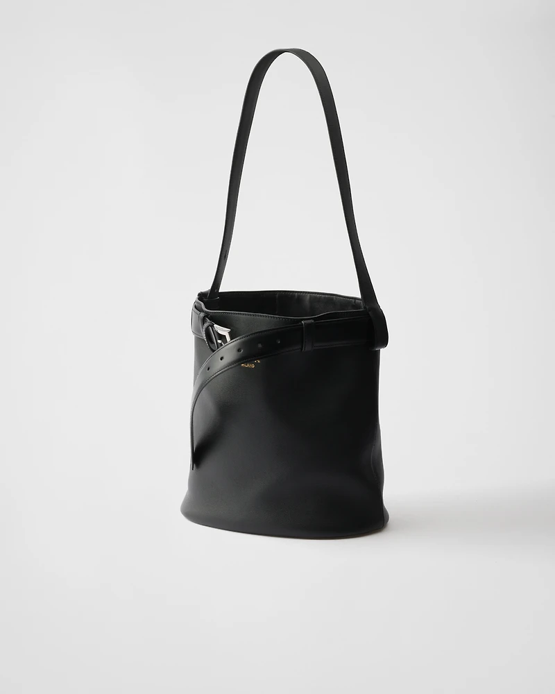 Prada Buckle leather bucket bag with belt