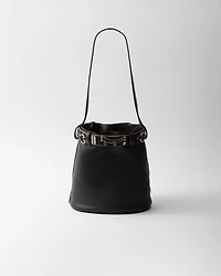 Prada Buckle leather bucket bag with studded belt