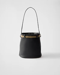 Prada Buckle leather bucket bag with jeweled belt