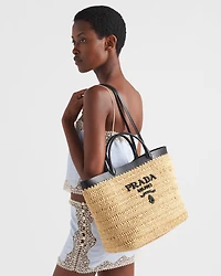 crochet and leather tote bag