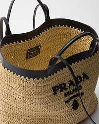 crochet and leather tote bag