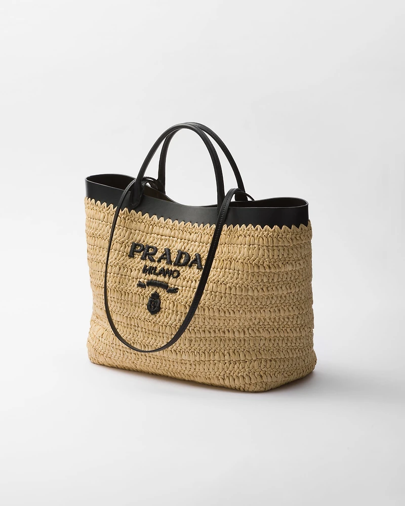 crochet and leather tote bag