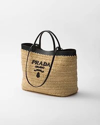 crochet and leather tote bag
