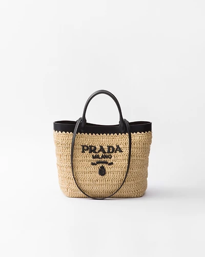 Small crochet and leather tote bag