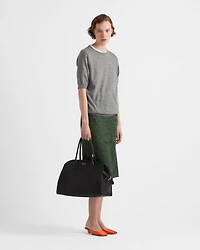Large leather tote bag with buckles