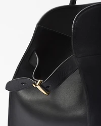 Large leather tote bag with buckles