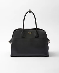 Large leather tote bag with buckles