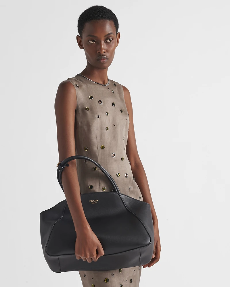 Large leather tote bag