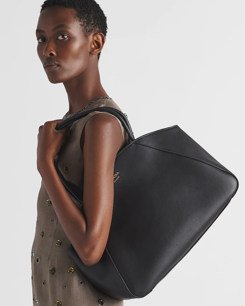 Large leather tote bag