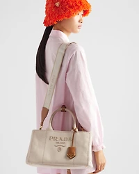 Prada Jardinière large linen blend handbag