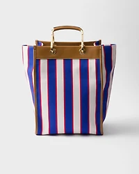 Large printed canvas and leather tote bag