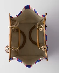 Large printed canvas and leather tote bag