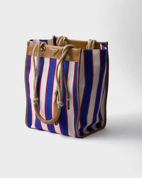 Large printed canvas and leather tote bag