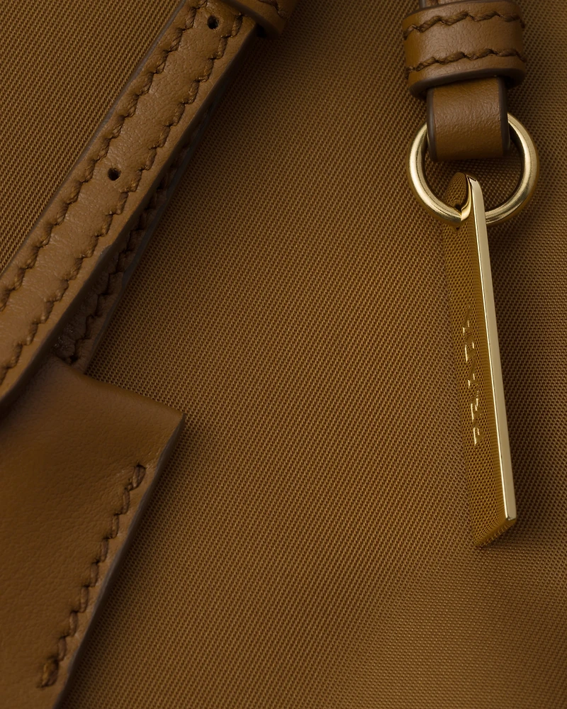 Large Re-Nylon and leather tote bag