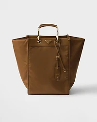 Large Re-Nylon and leather tote bag