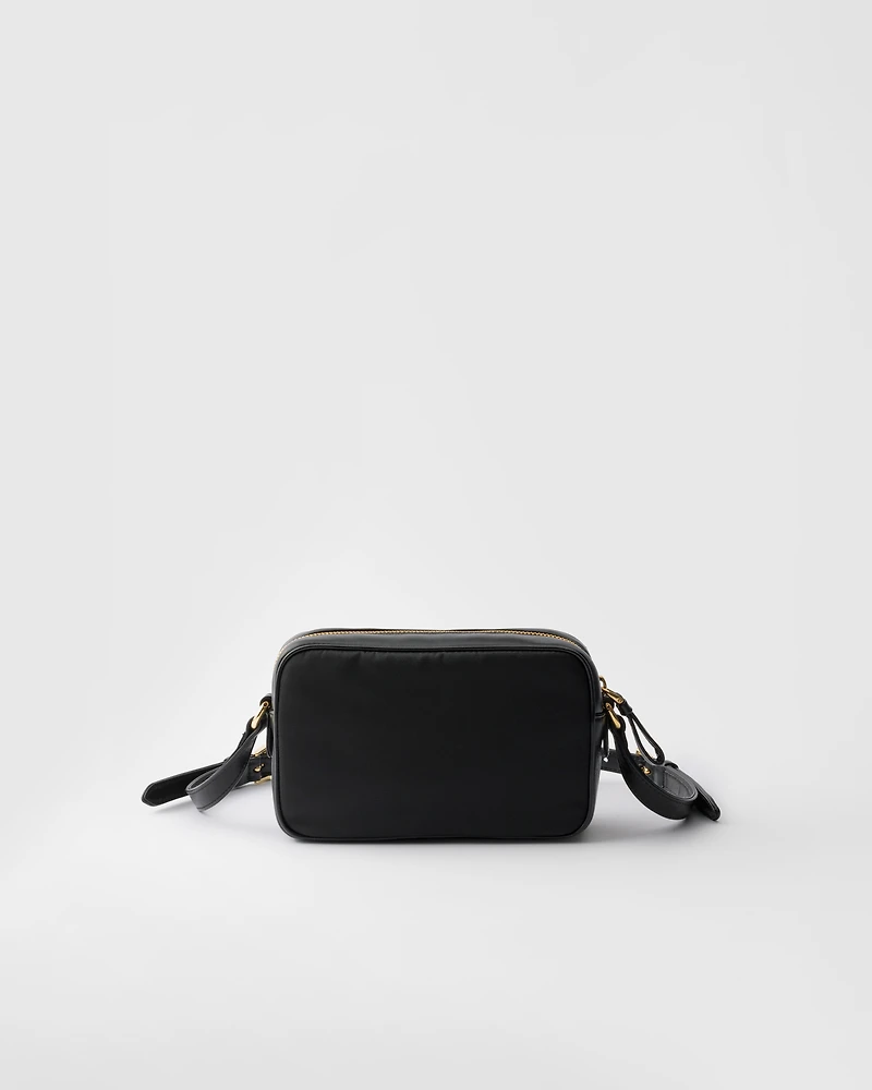 Mini Re-Nylon and nappa leather shoulder bag with bow