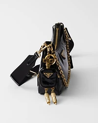 Prada Re-Edition 2005 naplak patent leather bag with charm
